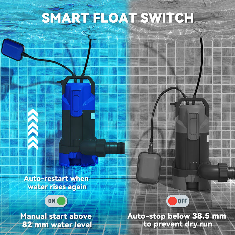750W Submersible Water Pump for Dirty or Clean Water with Float Switch, Lightweight Black AOSOM