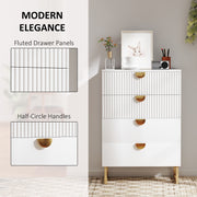 White Chest of Four Drawers With With Gold Legs Elegant Bedroom Storage Unit by HOMCOM
