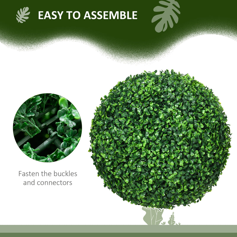 Set of Two Green Artificial Boxwood Ball Plants for Indoor and Outdoor Decoration