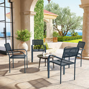 Set of 4 Stackable Rattan Effect Garden Chairs with Armrests Weather Resistant by Outsunny