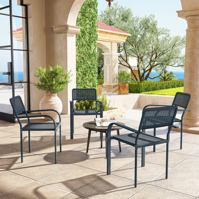 Set of 4 Stackable Rattan Effect Garden Chairs with Armrests Weather Resistant by Outsunny