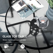 Five Piece Steel Patio Set with Glass Top Table Dark Grey by Outsunny