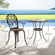 Three Piece Aluminium Garden Bistro Set Bronze Finish Weather Resistant by Outsunny