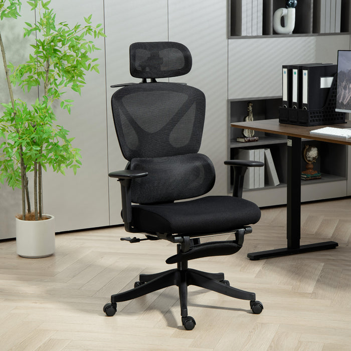 Black Ergonomic Adjustable Swivel Office Chair With Lumbar Support by HOMCOM