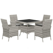 4 Seater Rattan Patio Dining Set With Cushions and Glass Table by Outsunny
