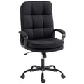 HOMCOM Double Padded Linen-Look Office Chair - Black