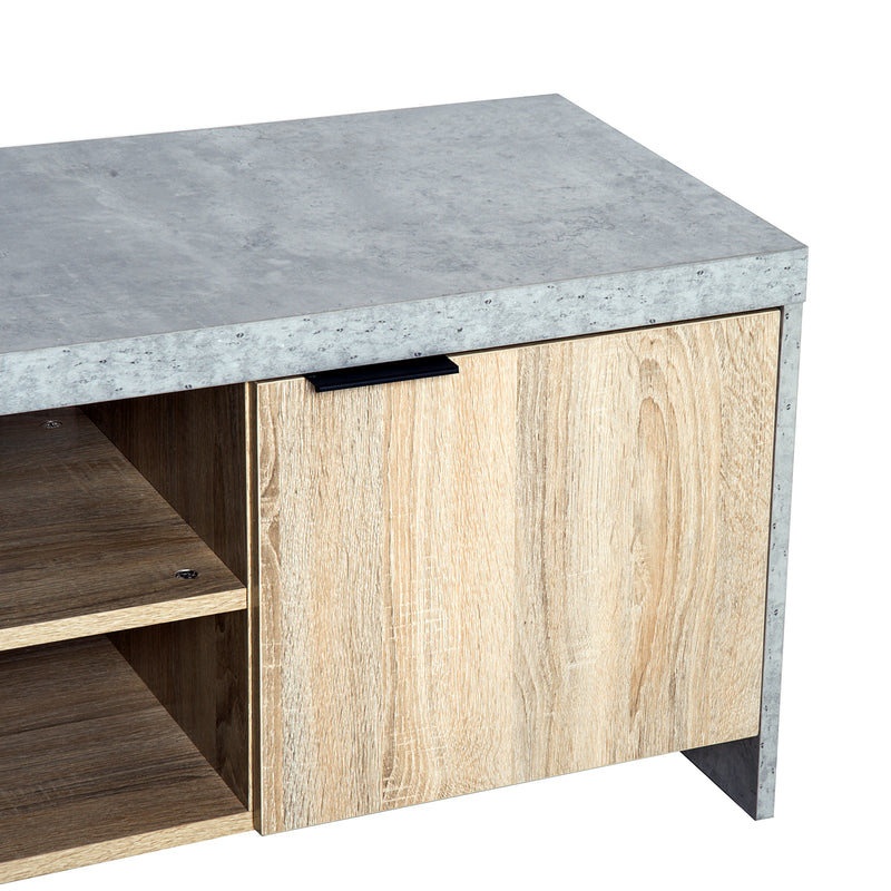 Grey TV Stand For TVs Up To 55 Inch With Storage Cupboards And Open Shelves