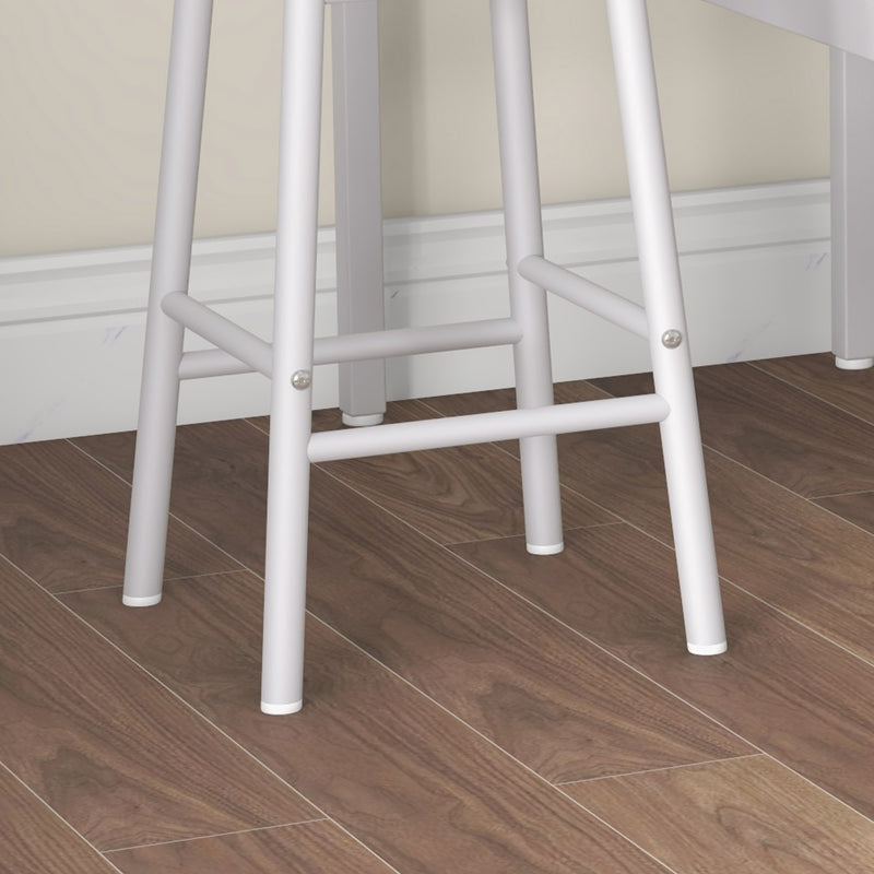Bar Table Set for Small Kitchens or Flats with Stools and Oak Effect Top White