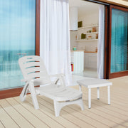 White Garden Lounge Chair and Side Table Set for Outdoor Dining and Relaxing