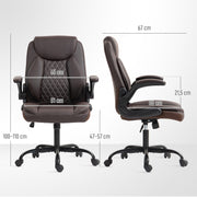 Ergonomic Faux Leather Office Chair with Flip Up Armrests for Home or Office Use Brown