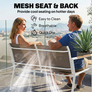 Outsunny 4 Seater Garden Furniture Set with Loveseat, Armchairs, Table, Metal Garden Sofa Set with Breathable Seats, Khaki AOSOM