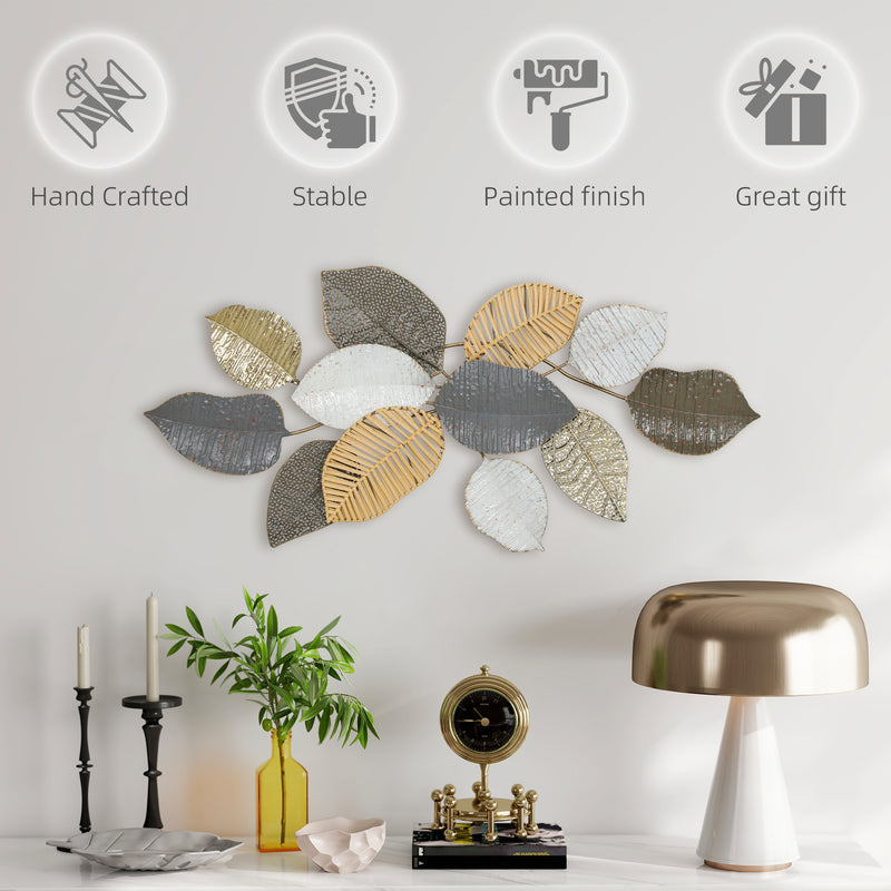 Metal Wall Art Ready to Hang for Instant Living Room or Hallway Update Gold and Silver