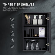 Wall Mounted Bathroom Mirror Cabinet With Storage Shelves Space Saving Design Black