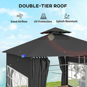 Dark Grey 3 x 3 m Garden Gazebo with Double Roof and Removable Sidewalls by Outsunny