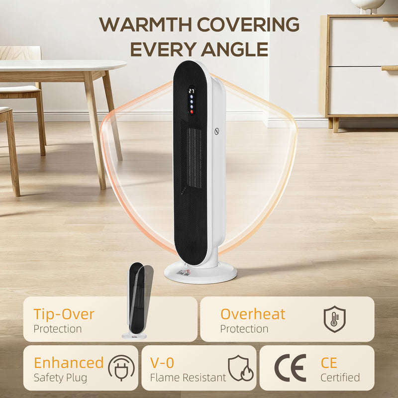 Electric Heater with Thermostat and Remote for Fast Even Heating in Small Rooms