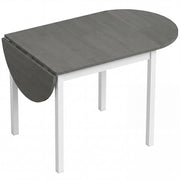 Folding Dining Table for Small Spaces with Drop-Leaf Sides Seats 4 to 6 Grey White Homcom