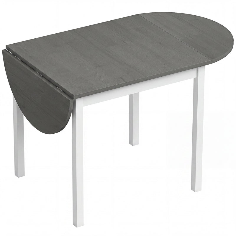 Folding Dining Table for Small Spaces with Drop-Leaf Sides Seats 4 to 6 Grey White Homcom
