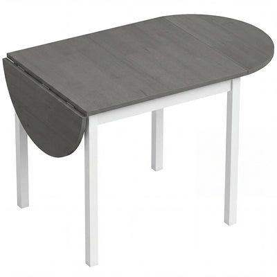 Folding Dining Table for Small Spaces with Drop-Leaf Sides Seats 4 to 6 Grey White Homcom
