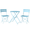 3pc Folding Metal Bistro Set for Small Gardens and Balconies, Light Blue Outsunny