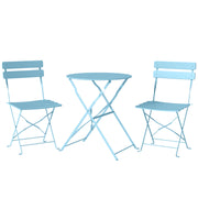 3pc Folding Metal Bistro Set for Small Gardens and Balconies, Light Blue Outsunny