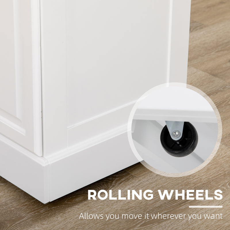 Rolling Kitchen Island Trolley with Storage Drawer and Cabinet for Food Prep White