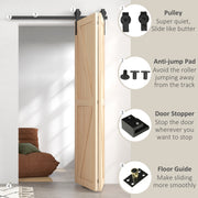Sliding Door Track Kit for Folding Doors Space Saving and Quiet Operation Black AOSOM