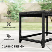 Outdoor Rattan Side Table with Spacious Top for Drinks and Snacks Black Outsunny