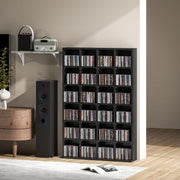 Black CD Storage Unit with Adjustable Shelves 89 x 130.5 cm by HOMCOM