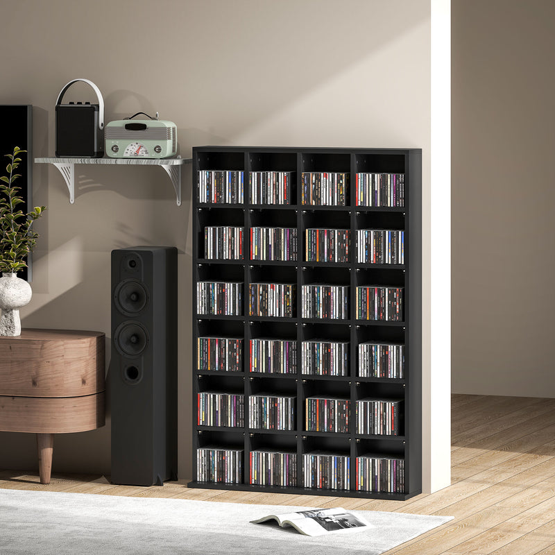Black CD Storage Unit with Adjustable Shelves 89 x 130.5 cm by HOMCOM