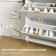 Slim Shoe Storage Cabinet with 4 Flip Drawers Ideal for Hallways or Entryways White