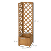 Wooden Raised Corner Garden Planter with Trellis and Drainage, Ideal For Small Spaces Outsunny