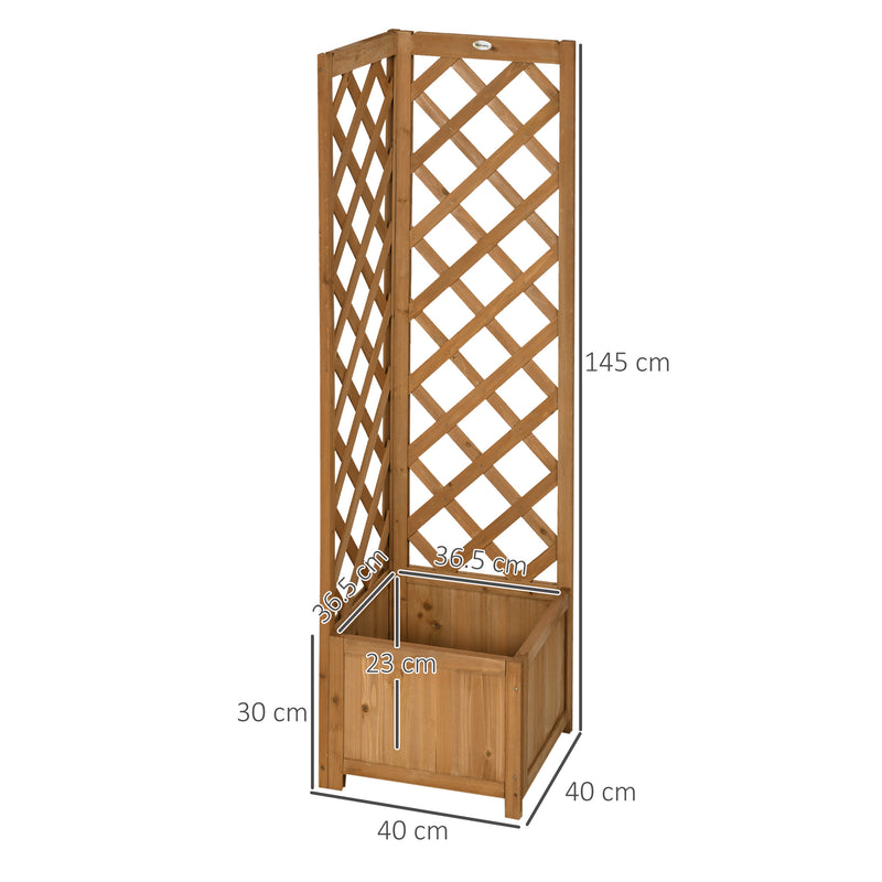 Wooden Raised Corner Garden Planter with Trellis and Drainage, Ideal For Small Spaces Outsunny