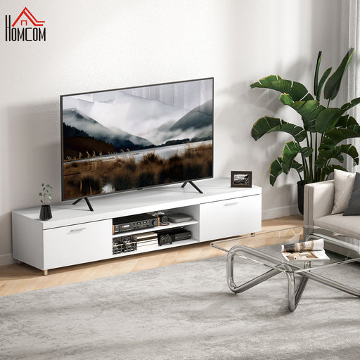White Modern TV Unit Cabinet for TVs up to 90 Inch with Storage Shelves by HOMCOM