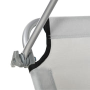 Light Grey Folding Sun Lounger Set with Adjustable Backrest and Sunshade for Garden Patio