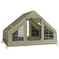 Inflatable Camping Tent With Pump, Stove Jack, Mesh Windows, 2–4 Person, Olive Green