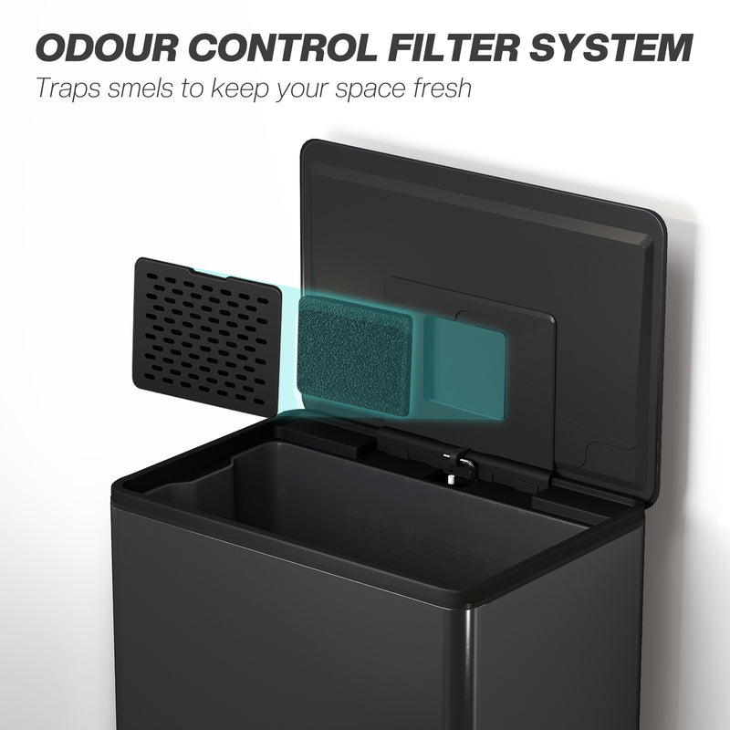 45L Pedal Kitchen Bin with Soft Close Lid and Removable Inner Bucket, Grey