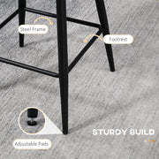 Set of 2 Modern Bar Stools with Backs and Footrests for Kitchen or Breakfast Bar Cream