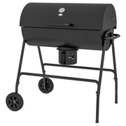 Steel Barrel Charcoal BBQ Grill with Ash Catcher and Warming Rack for Garden Cooking