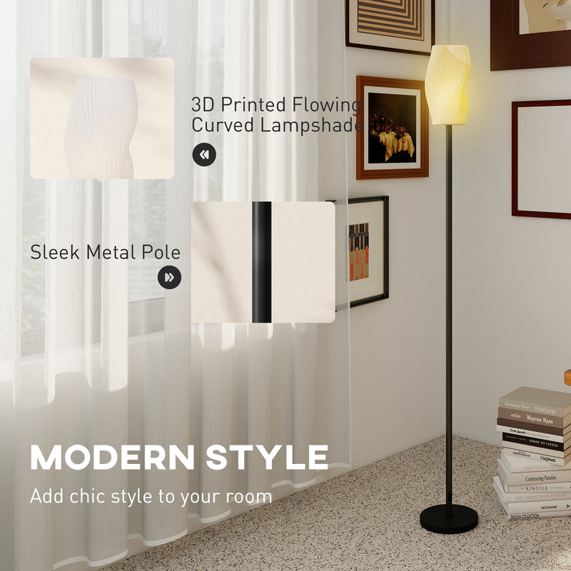 Modern 3D Printed Floor Lamp with Foot Switch for Living Room or Bedroom, White