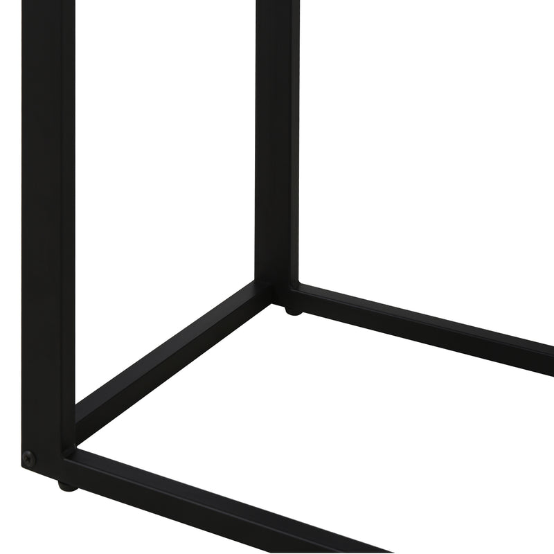 Set of 2 C Shape Sofa Side Tables with Metal Frame Ideal for Small Spaces, Brown and Black