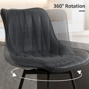 Set of 2 PU Leather Swivel Bar Stools with Adjustable Height for Kitchen Breakfast Bar Black