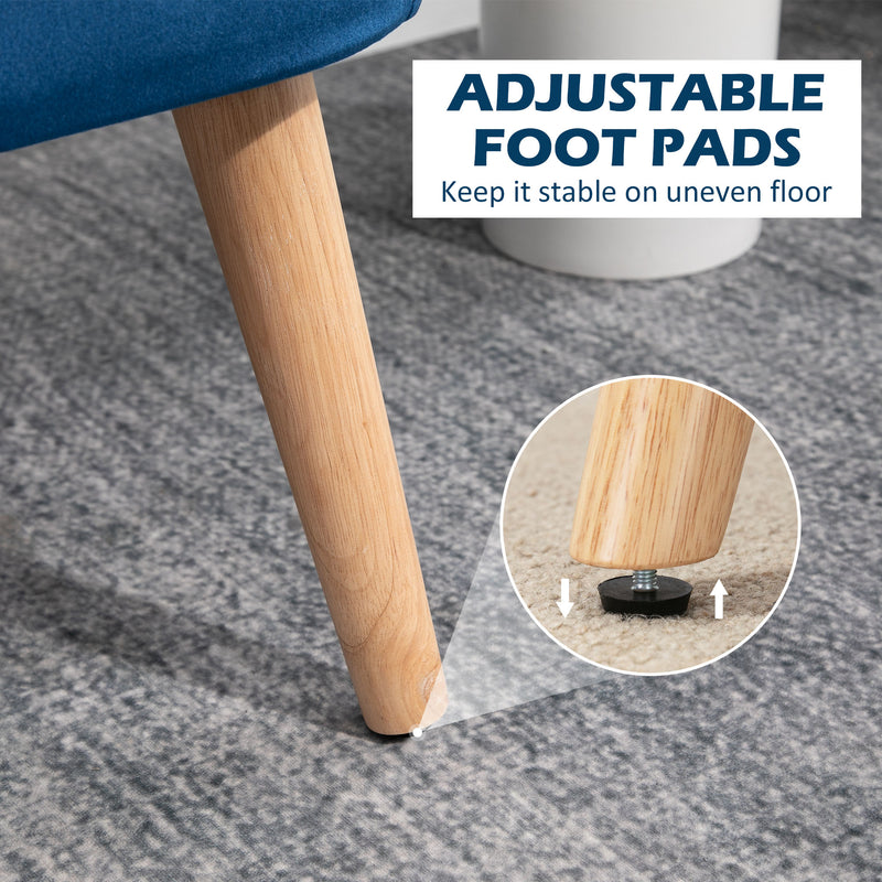 2 Seater Sofa, Dark Blue Velvet Sofa With Foam Padding High Back For Small Spaces