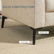 Beige Linen Look Armchair with Padded Seat and Wooden Legs by HOMCOM