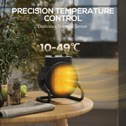 2000W Portable Ceramic Electric Heater With Fan Ideal For Home Or Office Use Black