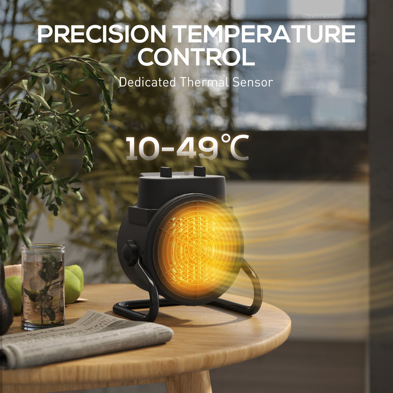 2000W Portable Ceramic Electric Heater With Fan Ideal For Home Or Office Use Black