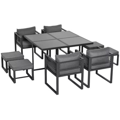 8 Seater Outdoor Dining Table and Chairs Outsunny