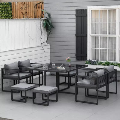 8 Seater Outdoor Dining Table and Chairs Outsunny