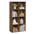 Vasagle 8-cube bookcase in rustic brown styled with books, plants and décor