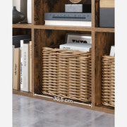 Close-up of a wicker storage basket fitted into one 30.5 cm cube of the bookcase