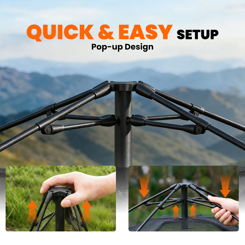 Pop Up Family Tent for Quick Camping Setup Sleeps 3 to 4 Waterproof Green